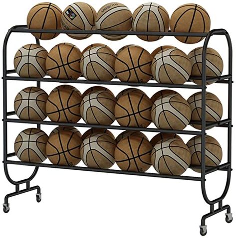 Ball Rack 4-Layer Basketball Storage Rack Sports Ball Organizer Basketball Volleyball Football For Playgroup Gym With Adjustable Hooks Equipment Organizer ( Color : Black , Size : 139x38x108cm ) Workout Ball Storage, Sports Ball Organizer, Sports Ball Storage, Ball Organizer, Gym Closet, Basketball Storage, Goalrilla Basketball Hoop, Sports Equipment Storage, Basketball Academy