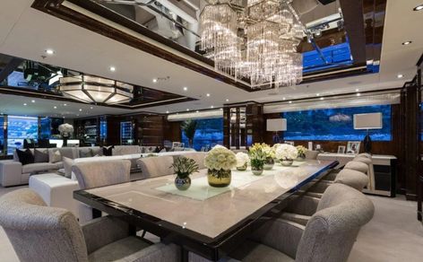 yacht - 11 11 - interior (8) Luxury Yacht Interior, Yacht Interior Design, Dining Table Design Modern, Yacht Interior, Luxury Yacht, Yacht Design, Luxury Homes Dream Houses, Modern Dining Table, Luxury Yachts