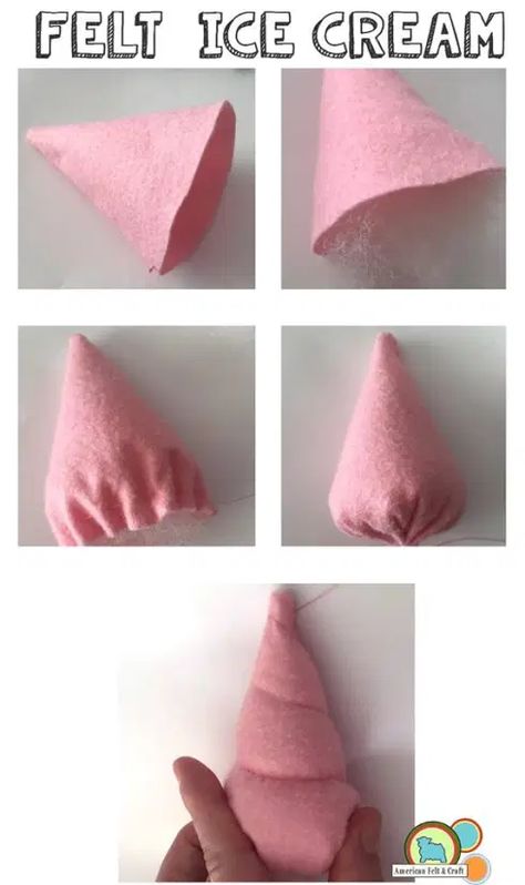 Felt Ice Cream, Felt Tutorial, Felt Food Diy, Felt Food Patterns, Felt Cake, Felt Play Food, Felt Craft, Ice Cream Cones, Felt Food