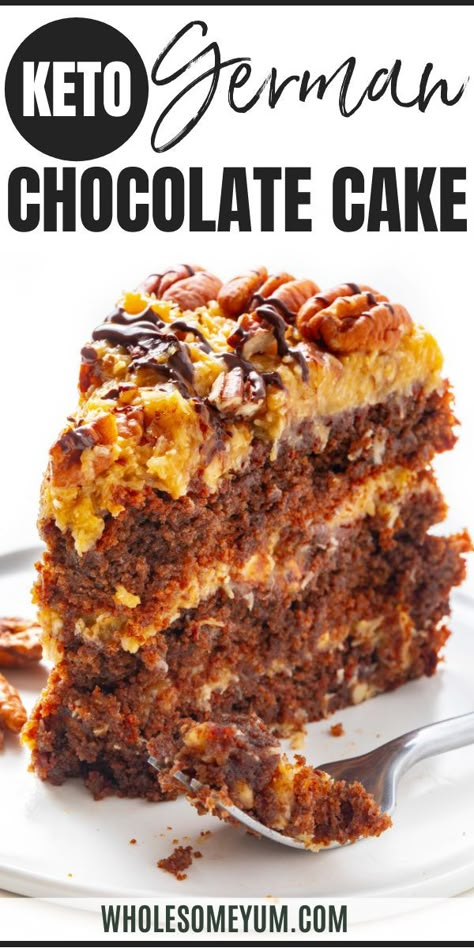 Best Keto Desserts Low Carb, Sugar Free German Chocolate Frosting, Keto German Chocolate Frosting, Low Carb German Chocolate Cake, Healthy German Chocolate Cake, Keto German Recipes, Keto Cake Mix Recipe, Sugar Free German Chocolate Cake, Keto German Chocolate Cake