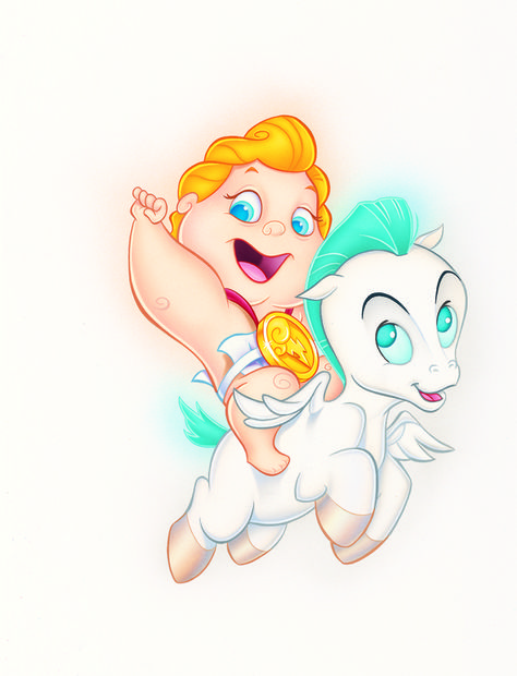 See Ariel with blonde hair and a yellow tail. Moana Concept Art, Hercules Characters, Baby Hercules, Pegasus Drawing, Hercules 1997, Subject Labels, The Great Mouse Detective, Baby Ariel, Disney Hercules