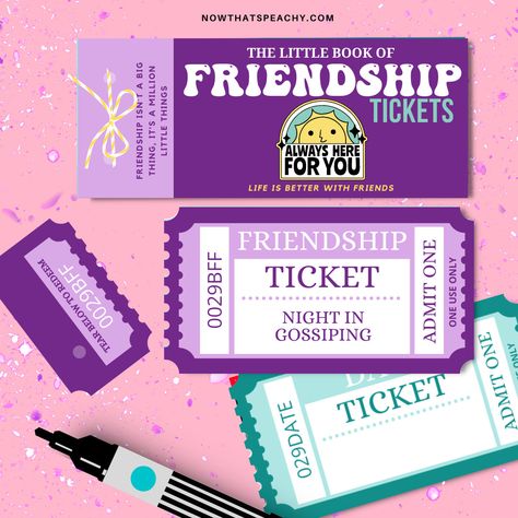 FRIENDSHIP TICKET Voucher Book Printable Download Anti Valentines Day coupons Best Friend BFF girlfriend love fun bestie gift Friends gifts Valentines Day Coupons, Admit One Ticket, Anti Valentines, Anti Valentines Day, Friend Bff, Graphic Ideas, Office Prints, Printable Books, Raffle Tickets