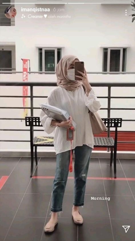 Kuliah Outfit, Outfit Ngampus, Outfit Hijab Casual, Hijab Fashion Summer, Street Hijab Fashion, Muslim Outfits Casual, Hijab Style Casual, Hijabi Fashion Casual, Casual Hijab