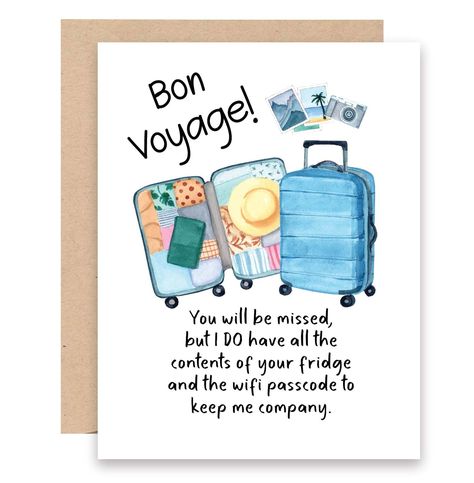 Bon Voyage Cards, Book Pins, Funny Greetings, Travel Cards, Funny Greeting Cards, Pretty Packaging, Colored Envelopes, Gifts For My Wife, Elegant Designs