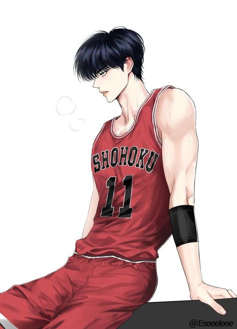 Anime Athlete, Athletes Reference, Basketball Player Boyfriend, Mens Blue Hair, Kaede Rukawa, Anime Blue Hair, Slam Dunk Anime, Basketball Anime, Basket Anime