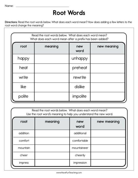 Suffixes - Have Fun Teaching Root Word Worksheets, Root Words Worksheet, Word Work Worksheets, Prefix Worksheet, Suffixes Worksheets, Words Worksheet, 5th Grade Worksheets, Family Literacy, Base Words