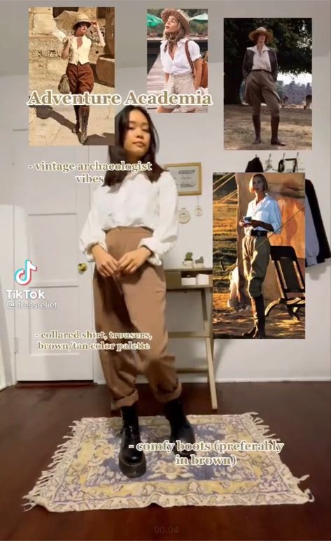 Engineer Clothes Women, Natural History Museum Outfit, Archeology Outfit Women, Adventure Academia Outfits, Archeologist Outfit Women, Archeology Aesthetic Outfit, Indiana Jones Inspired Outfit, Archaeology Aesthetic Outfit, Archeology Outfit