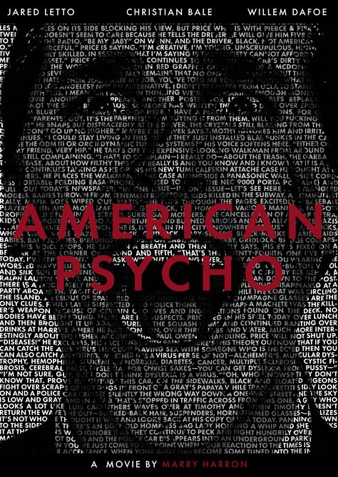 I created an alternative movie poster of American Psycho ! Hope you enjoy :) Poster American Pyscho, American Physco Screaming, American Physco Poster Art, American Pyscho Posters, American Physco Movie Poster, American Pshyco Poster, American Physco Quotes, American Physco Poster, American Physco