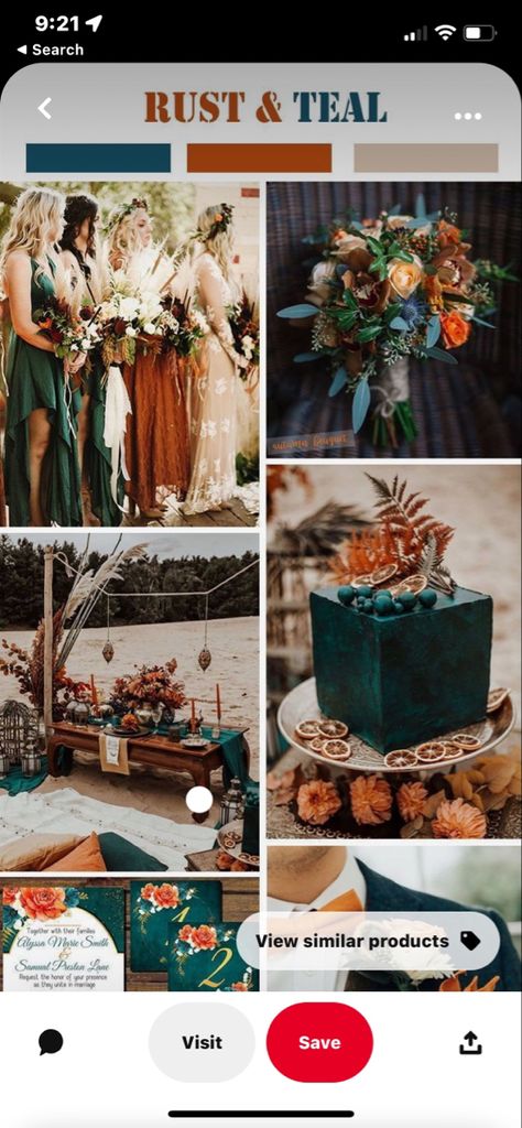 Boho Wedding Colors, Fall Wedding Color Schemes, Rusting Wedding, Western Themed Wedding, Wedding Color Pallet, Wedding Themes Fall, Teal Wedding, Wedding 2025, Wedding Theme Colors