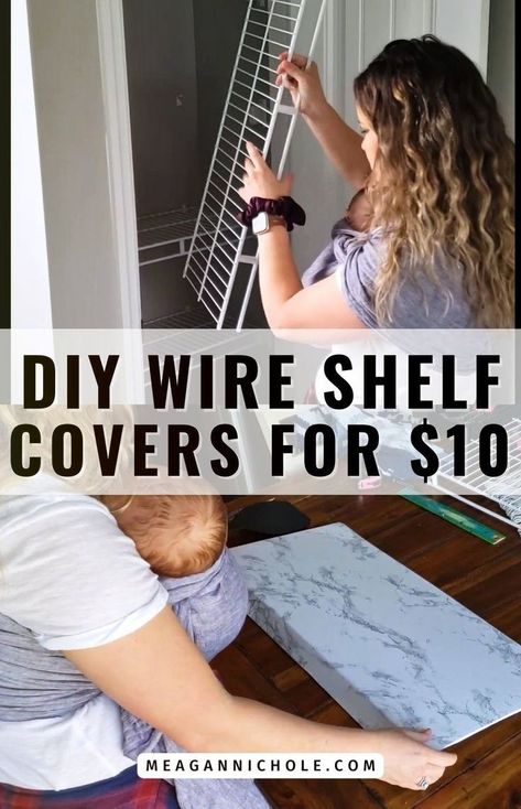 In this post, you'll learn how to do this simple shelving makeover. Does your small pantry need a wire shelving makeover? Renter and homeowners can follow this wire shelving hack without having to worry about damaging their closets! Upgrade your the wire shelving in your closets for less than $10! Get the FREE to these DIY wire shelf covers at MeaganNichole.com Wire Shelving Makeover, Shelf Cover Diy, Pantry Shelf Cover, Wire Shelf Makeover, Foam Board Diy, Covering Wire Shelves, Wire Closet Organizers, Wire Shelf Covers, Diy Pantry Shelves