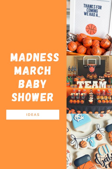 March Madness Baby Shower Ideas, Basketball Theme Baby Shower Ideas, Basketball Baby Shower Theme, Basketball Baby Shower Ideas, March Madness Theme, Basketball Theme Baby Shower, March Maddness, Baby Boy Basketball, March Madness Party