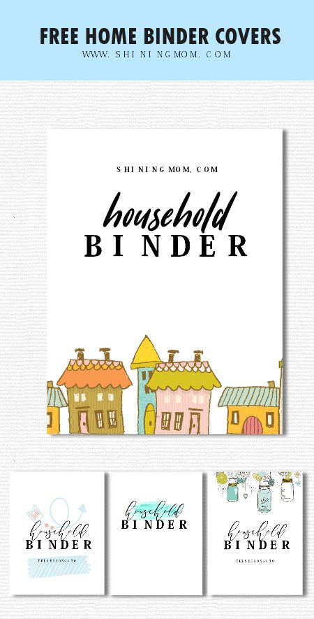 Here are free household binder covers that you can print right away! #planner #shiningmomprintables Household Management Binder, Binder Covers Free, House Manager, Digital Bujo, Binder Printables Free, Planer Organisation, Control Journal, Home Organization Binders, Household Notebook