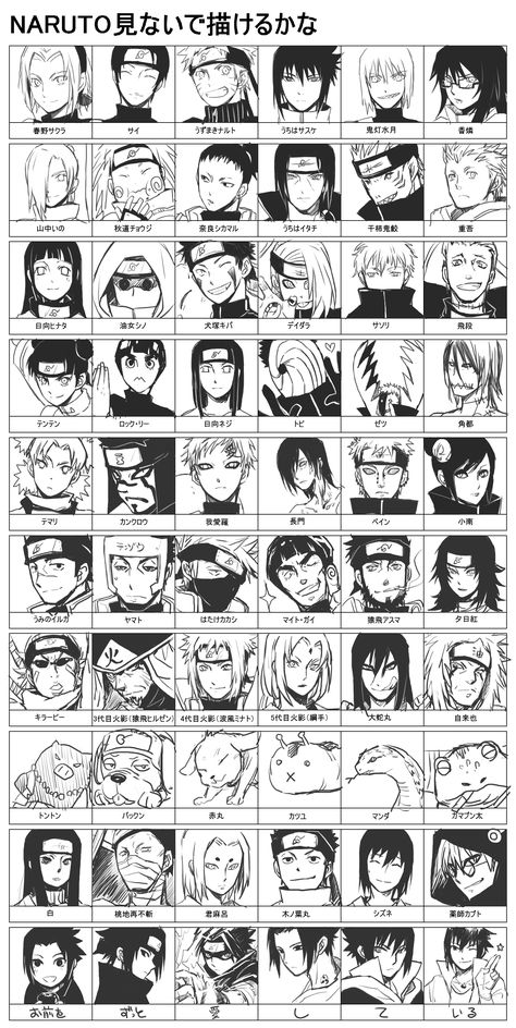 That's a lot of characters...why is the bottom row just Sasuke? -_- Naruto Necklace, Naruto Tattoo, Naruto Sketch, Manga Naruto, Naruto Drawings, Naruto Shippuden Characters, Naruto Shippuden Sasuke, Naruto Uzumaki Shippuden, Wallpaper Animes