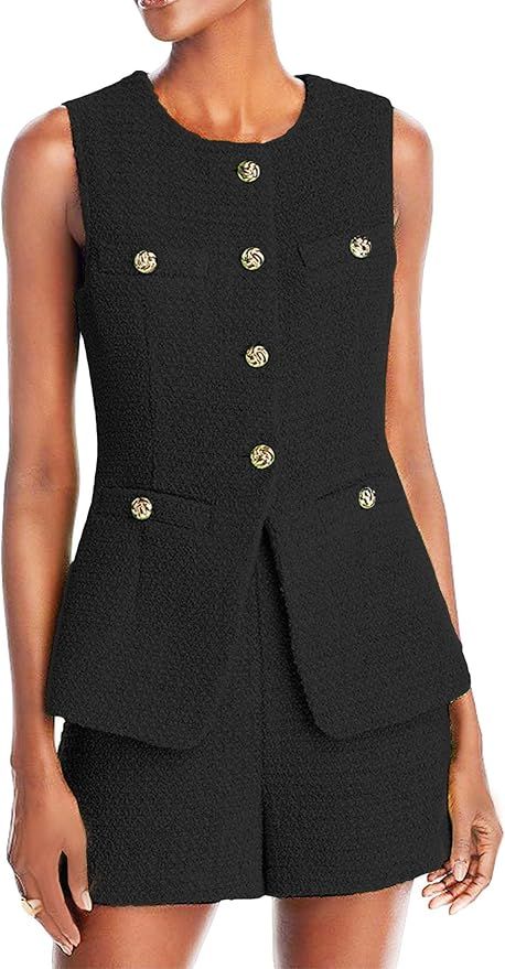 Sleeveless Blazer Vest For Women Tweed Waistcoat 2024 Fall Summer Long Linen Jacket Lightweight Plus Size Oversized Vest Womens Fashion Business Casual Work Lady Ladies Blazers Jackets Suit Tops Top at Amazon Women’s Clothing store Sleeveless Blazer Vest, Long Sleeveless Vest, Vest Y2k, Tweed Blazer Women, Business Casual Top, Tweed Vest, Fashionable Work Outfit, Sleeveless Blazer, Vest For Women