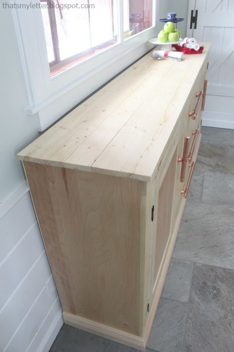 A DIY tutorial to build an extra long sideboard cabinet. Free plans to make this dining room storage cabinet with three large drawers and two cabinets. Ranch Conversion, Build A Storage Cabinet, Diy Sideboard Buffet, Diy Snack Station, Extra Long Sideboard, Diy Credenza, Sideboard Diy, Basement Pantry, Diy Closet System