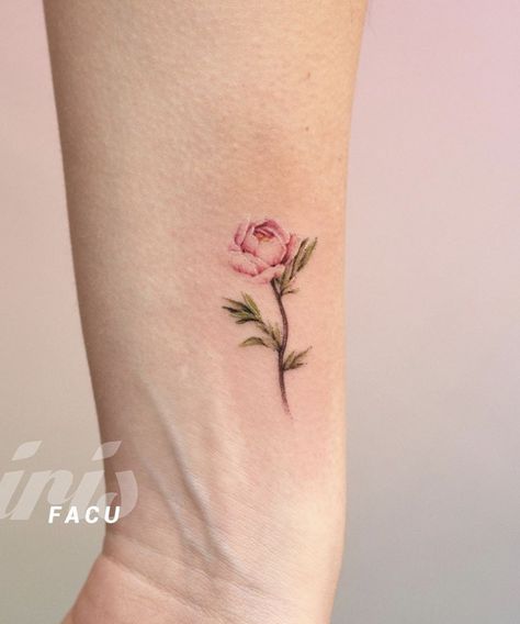 Light Pink Peony Tattoo, Small Peony Tattoos For Women, Peony Tattoo Minimalist, Peony Tattoo Wrist, Small Peony Tattoo Simple, Peony Minimalist Tattoo, Dainty Peony Tattoo, Peony Tattoo Simple, Peony Wrist Tattoo