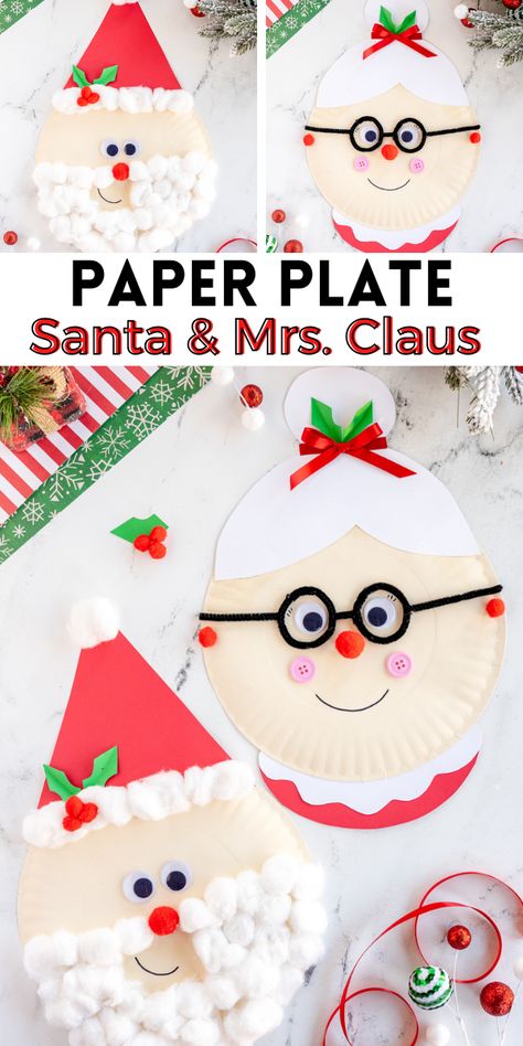 Santa Claus Activities For Kids, Paper Plate Santa Craft For Kids, Santa Claus Activities For Preschool, Santa Crafts Preschool, December Crafts For Kids, Santa Crafts For Kids, Preschool Templates, Paper Plate Santa, Preschool Freebies