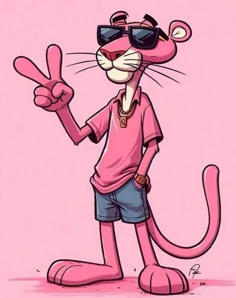 Pink Panther Drawing, Pink Panther Wallpapers, Panthere Rose, Pink Panther Cartoon, Sticker Tattoo, Motorcycle Drawing, Tattoo Trend, Cartoon Character Tattoos, Famous Pictures