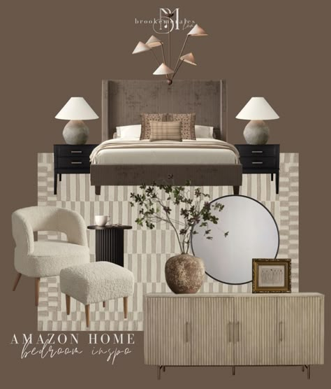 Neutral With Color Bedroom, Moodboard Bedroom Interiors, Contemporary Bedroom Mood Board, Modern Moodboard Interior Design, Cozy Bedroom Mood Board, Interior Design Themes Style, White And Brown Bedroom Ideas, Bedroom Moodboard Interior Design, Bedroom Mood Board Interior Design