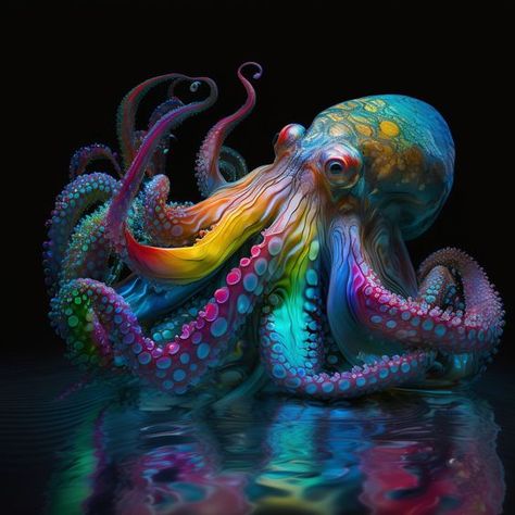 (113) Donna on Twitter: "@PinupStickers https://t.co/Ui9QnlgUg4" / Twitter Rainbow Octopus Tattoo, Octopus Art Project, Fantasy Octopus, Colourful Octopus, Rainbow Creature, Rainbow Octopus, Octopus Pictures, Octopus Artwork, Octopus Colors