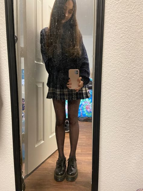 Pleated Skirt And Doc Martens Outfit, Platform Doc Martens Outfit Skirt, Low Doc Martens Outfit Aesthetic, Platform Doc Shoes Outfit, Doc Quad Outfit, Low Rise Platform Docs Outfits, Doc Martens 4061 Outfit, Doc Marten 8053 Platform Outfits, Quad Doc Martens Outfit