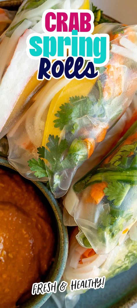 Crab Spring Rolls Spring Rolls With Crab Meat, Rice Paper Crab Rolls, Crab Spring Roll Recipe, Crab Rice Paper Rolls, Spring Rolls Crab, Crab Spring Rolls, Easy Spring Rolls Recipe, Asian Spring Rolls, Easy Spring Rolls