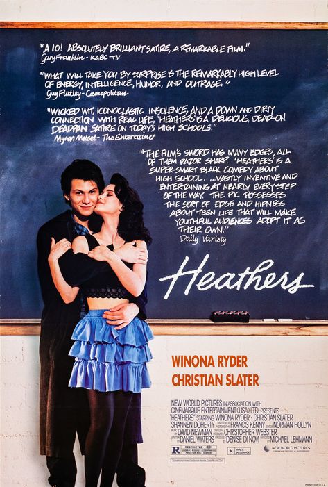 Heathers Movie Poster, Winona Ryder Movies, Heathers 1988, 80s Movie Posters, Heathers Movie, Indie Movie Posters, Poster Club, Christian Slater, Shannen Doherty