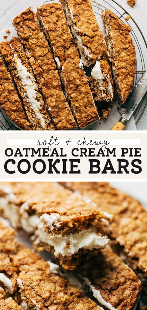 Sweet Buttercream Frosting, Chewy Oatmeal Cookie, Oatmeal Cream Pie, Oatmeal Dessert, Oatmeal Pie, Cream Pie Filling, Butternut Bakery, Oatmeal Cookie Bars, Oatmeal Cream Pies