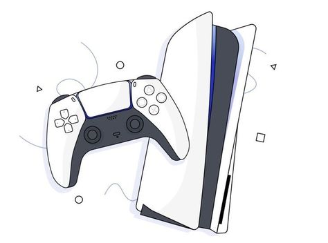 Ps5 Controller Drawing, Playstation 5 Logo, Playstation Logo Art, Ps5 Drawing, Playstation Drawing, Playstation Illustration, Ps5 Wallpaper, Game Controller Art, Playstation Logo