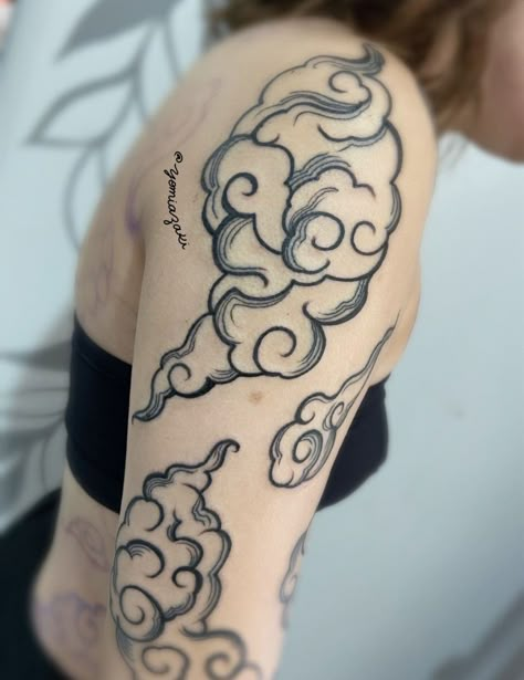 Jinx Cloud Tattoo, Trippy Tattoo Designs, Cloud Tattoo Sleeve, Cloud Tattoo Design, Japanese Tattoos For Men, Trippy Tattoo, Cloud Tattoo, Tattoo Board, Discreet Tattoos