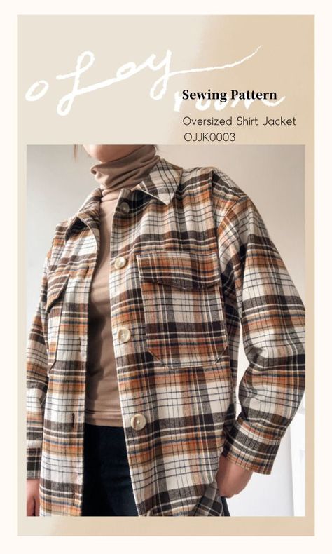 Oversized Jacket Pattern, Fabric Tutorial, Jacket Sewing, Make A Dress, Winter T Shirts, Shirt Sewing Pattern, Jacket Pattern Sewing, Oversized Flannel, Loose Fit Shirts