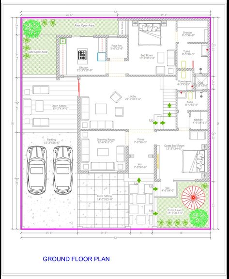 52by58 2bhk ground floor plan 40x50 House Plans Layout, Houses Decor, Floor Planning, Floor Plan With Dimensions, Luxury Floor Plans, Apartment Floor, Plan Layout, Apartment Floor Plan, Houses Plans