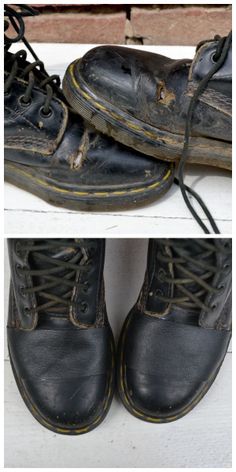 Fix Holes in Leather Boots. Fix my English boots for open shows! No one will see it from the rail Lace-up Boots With Rivets For Fall, Repair Leather Shoes, Lace-up Boots With Reinforced Heel In Oiled Leather, Lace-up Boots In Oiled Leather With Reinforced Heel, Peeling Boots Repair, Leather Shoe Repair, Diy Footwear, Shoe Refashion, Shoe Story