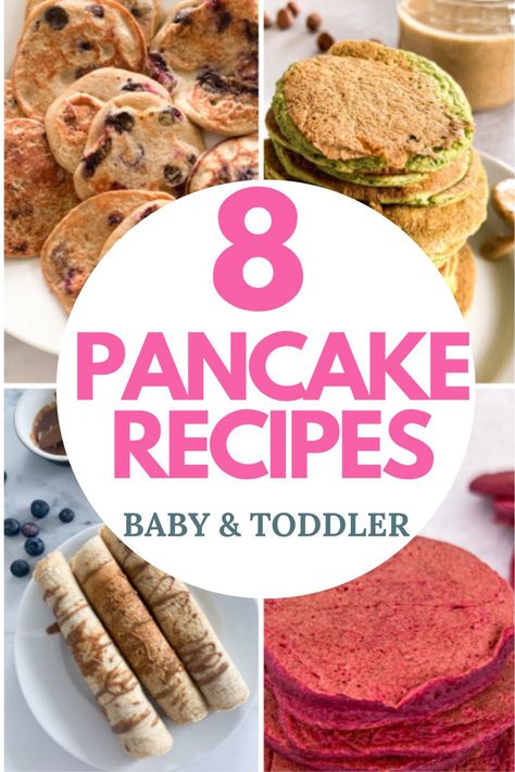 Baby Food Pancakes Easy, Strawberry Pancakes For Baby, 6 Month Old Pancakes, Toddler Pancake Recipe, Toddler Banana Pancakes, Easy Baby Led Weaning Recipes, Healthy Kids Pancakes, Blw Pancakes, Baby Led Weaning Pancakes