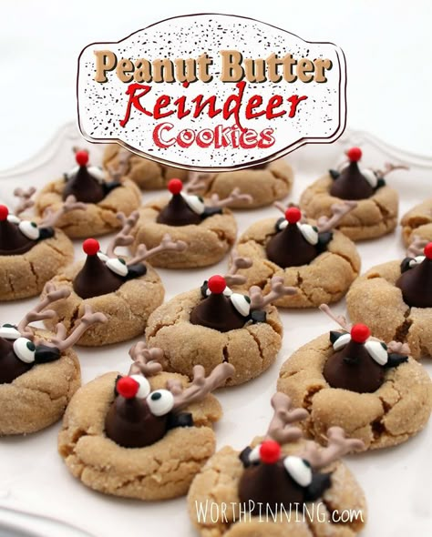 Peanut Butter Reindeer Cookies, Hershey Kiss Cookies, Peanut Butter Blossom, Peanut Butter Blossom Cookies, Reindeer Cookies, Blossom Cookies, Grocery Cart, Peanut Butter Blossoms, Hershey's Kisses