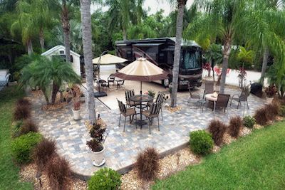 Campsite Decorating, Luxury Rv Resorts, Rv Travel Destinations, Luxury Rv Living, Rv Lots, Rv Resorts, Resort Amenities, Rv Campsite, Florida Getaway