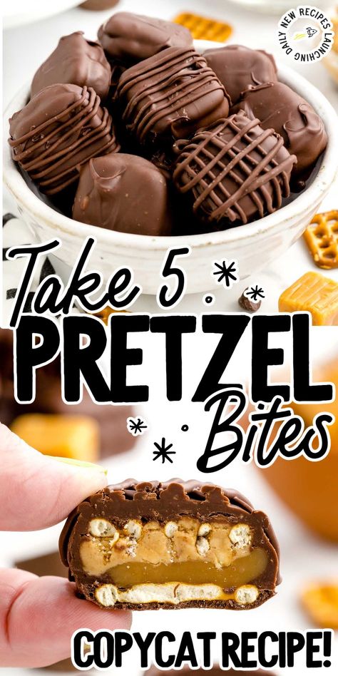 Pretzels Peanut Butter And Chocolate, Reese’s Take 5, Pretzel Buckeyes Recipe, Pretzel Carmel Turtles, Recipe Using Pretzels, Peanut Butter Cookie Cups With Pretzels, Carmel Pretzel Chocolate Bites, Pretzels Caramel And Chocolate, Chocolate Covered Peanut Butter Pretzels