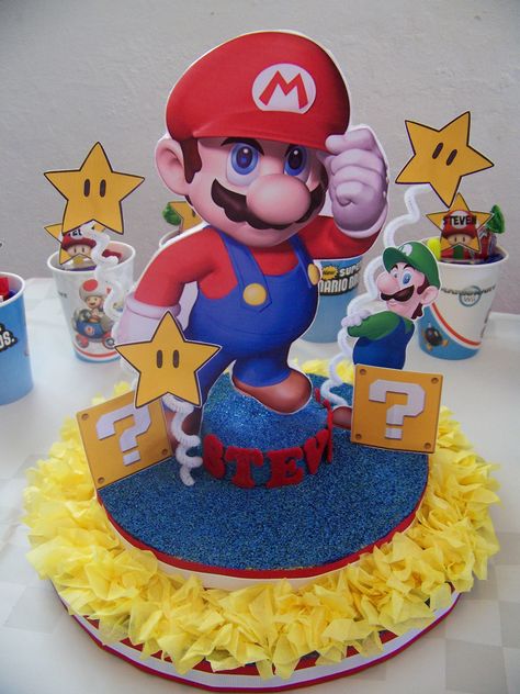 Super Mario Centerpiece Super Mario Brothers Birthday, Mario Coloring, Super Mario Bros Birthday Party, Coloring Printables, Mario Bros Birthday, Mario Bros Party, Super Mario Birthday Party, Mario Birthday Party, Super Mario Birthday