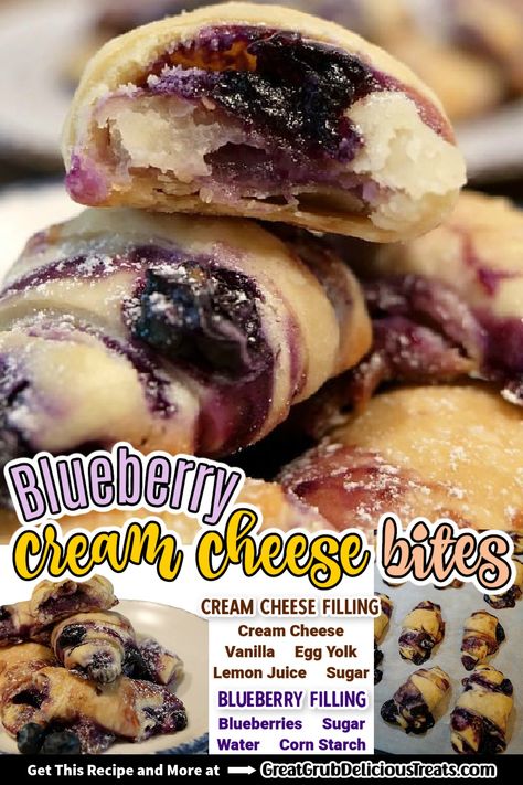 BLUEBERRY CREAM CHEESE... - All that's Jas - Comfort Foods Cream Cheese Bites, Blueberry Cream Cheese, Cheese Bites, Breakfast Cake, Cream Cheese Filling, Recipes From Heaven, My Coffee, Comfort Foods, Egg Yolk