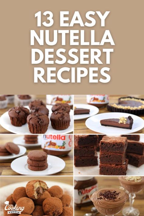 13 easy Nutella dessert recipes that anyone can make! Whether you prefer cakes, cookies, muffins or any other dessert, here you will find your favorite Nutella dessert. All of them are easy to make, some of them Not even require baking. So, if you are a true Nutella lover and you are looking for a Nutella dessert idea, you must try one of these recipe. Nutella Easter Desserts, Nutella Brownie Cookies, Nutella Biscuits Recipes, Dessert Recipes With Nutella, Baking With Nutella, No Bake Nutella Recipes, Nutella Recipes Dessert, Desserts With Nutella, Nutella Cake Recipes