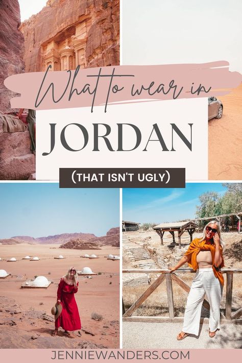 What to Wear in Jordan Jordan Vacation Outfits, Jordan Fashion Women, Middle East Tourist Outfit, Jordan Petra Outfit Women, Jordan Country Outfits, What To Wear In The Middle East, Jordan Packing List Women, Jordan Packing List, Petra Jordan Outfit Ideas