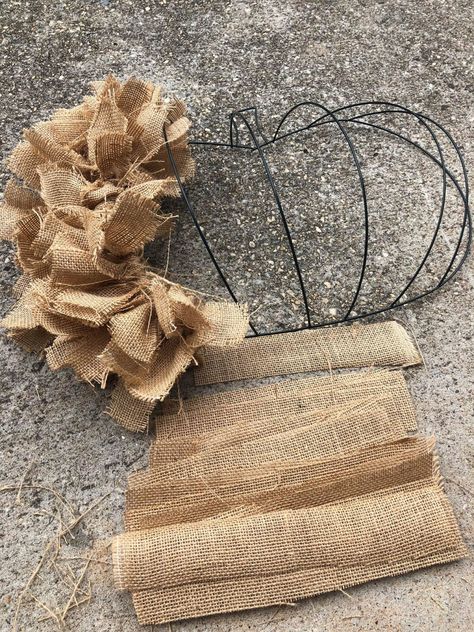 Burlap Rag Wreath Diy, Wire Tree Form, Diy Wreaths Dollar Tree, Rag Pumpkin Wreath, Zombie Wreath Diy, Dollar Tree Pumpkin Door Hanger, Dollar Tree Wire Pumpkin Wreath, Diy Fall Wreath For Front Door Dollar Tree, How To Make A Pumpkin Wreath