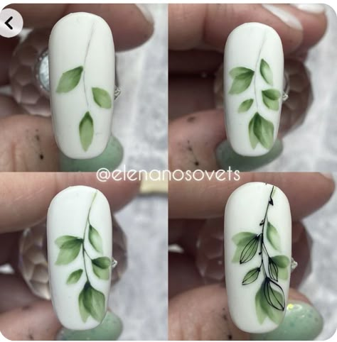 Aquarel Nail Art, Green Leaves Nails, Aquarelle Nail Art, Aquarelle Nails, Watercolor Nails, Aqua Nails, Quick Nail Art, Water Color Nails, Nail Drawing