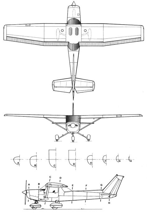 Cessna 152 Blueprint - Download free blueprint for 3D modeling Balsa Glider, Blueprint For 3d Modeling, Cessna 150, Balsa Wood Models, Rc Plane Plans, Cessna Aircraft, Airplane Drawing, Airplane Kit, Cessna 172