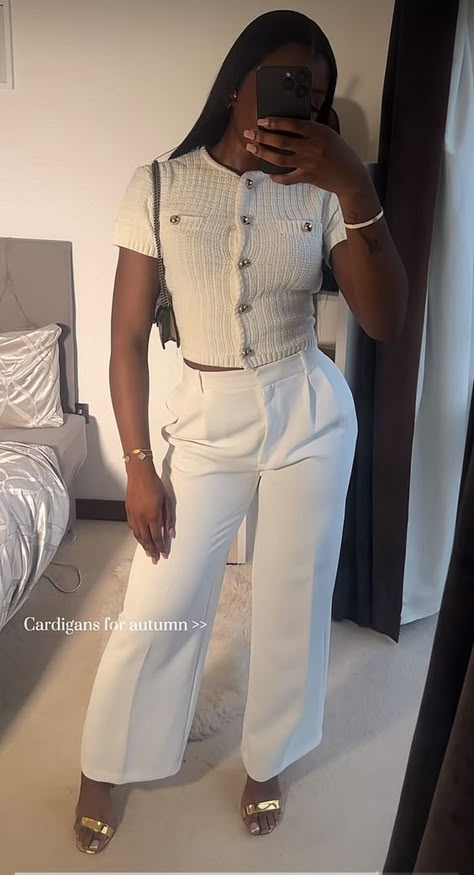 Classy Expensive Aesthetic, Fashion Business Casual Outfits, Stylish Bottoms For Women, Baptizing Outfit, Pretty And Polished Aesthetic, Cream Casual Outfit, Full Beige Outfit, Dress For Success Women Business, Kristy Sarah Outfits