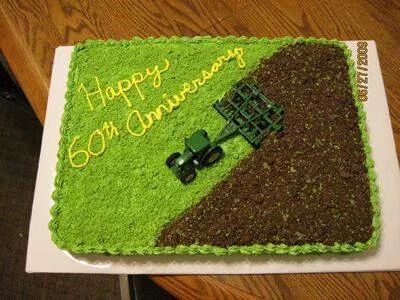 Minus the anniversary Farming Cake, Tractor Birthday Cakes, John Deere Cake, Farm Birthday Cakes, Barnyard Cake, John Deere Birthday, Tractor Cake, Farm Cake, Tractor Birthday