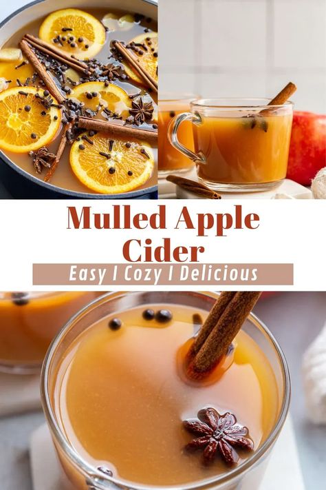 Mulled Apple Cider is a warm, cozy, and flavorful fall treat! This mulled cider recipe is infused with a blend of apple cider, spices, and citrus and simmered to perfection. You’re going to want this easy, festive drink at all of your holiday gatherings! This recipe for mulled cider serves 20 people, makes your house smell amazing and will be the hit of any holiday party! Cider Mulling Spice Recipe, Mulled Apple Cider Recipe Easy, Mulled Spiced Cider, Mulling Spices For Apple Cider, Hit Apple Cider Recipe, Apple Cider Spices, Warm Cider Recipes, Mulling Spice Recipe Apple Cider, Mulled Spices Recipe