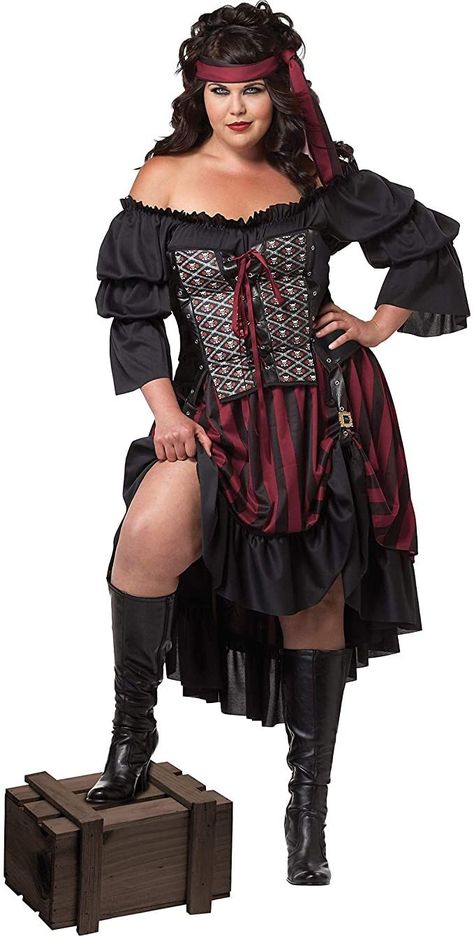 California Costumes Women's Plus-Size Pirate Wench Costume #afflink Romani Halloween Costume, Plus Size Pirate, Fortune Teller Costume, Leg Avenue Costumes, Wench Costume, Pirate Wench Costume, Diy Costumes Women, California Costumes, Plus Size Costume