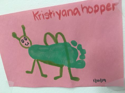 Grasshopper Crafts, Bug Activities, Crafts For Toddlers, Animal Art Projects, Keepsake Crafts, Footprint Crafts, Diy Toddler, Handprint Crafts, Daycare Crafts