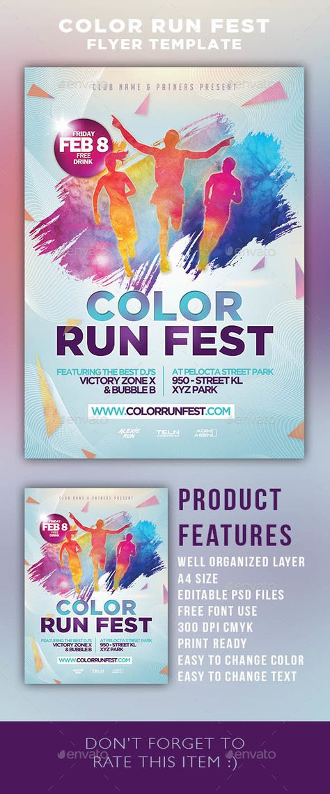 Color Run Festival Flyer Template  — PSD Template #triathlon #athletic event… Color Run Poster Design, Sports Festival Poster, Sport Festival Poster, Run Poster Design, Running Poster Design, Sport Event Poster, Sport Design Poster, Marathon Poster, Running Poster